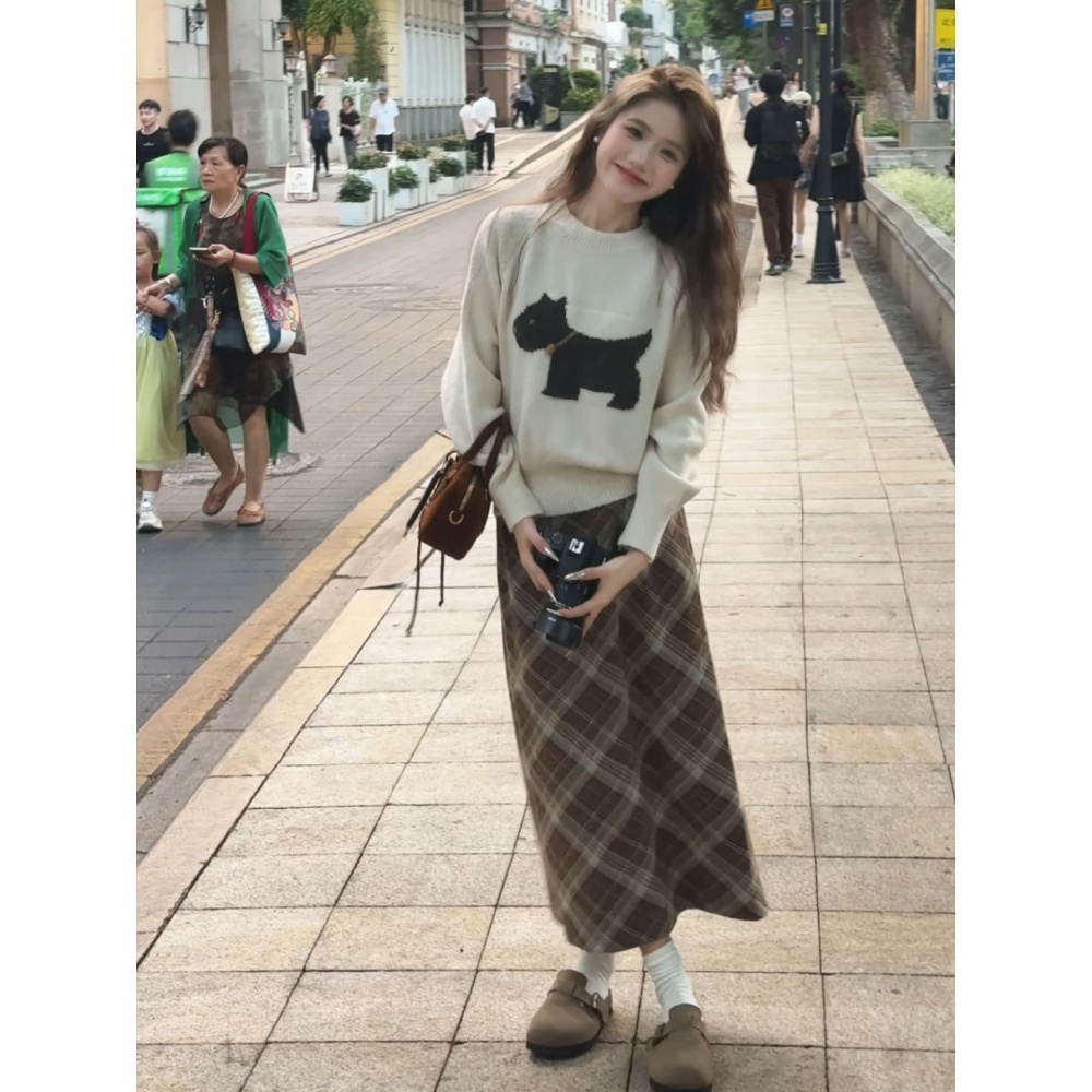 Korean style puppy tops cartoon sweater for women