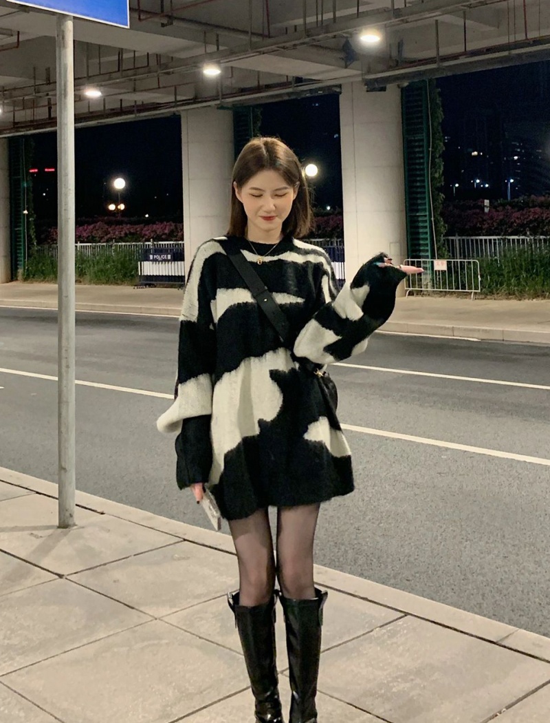 Mohair zebra autumn and winter fashion lazy sweater