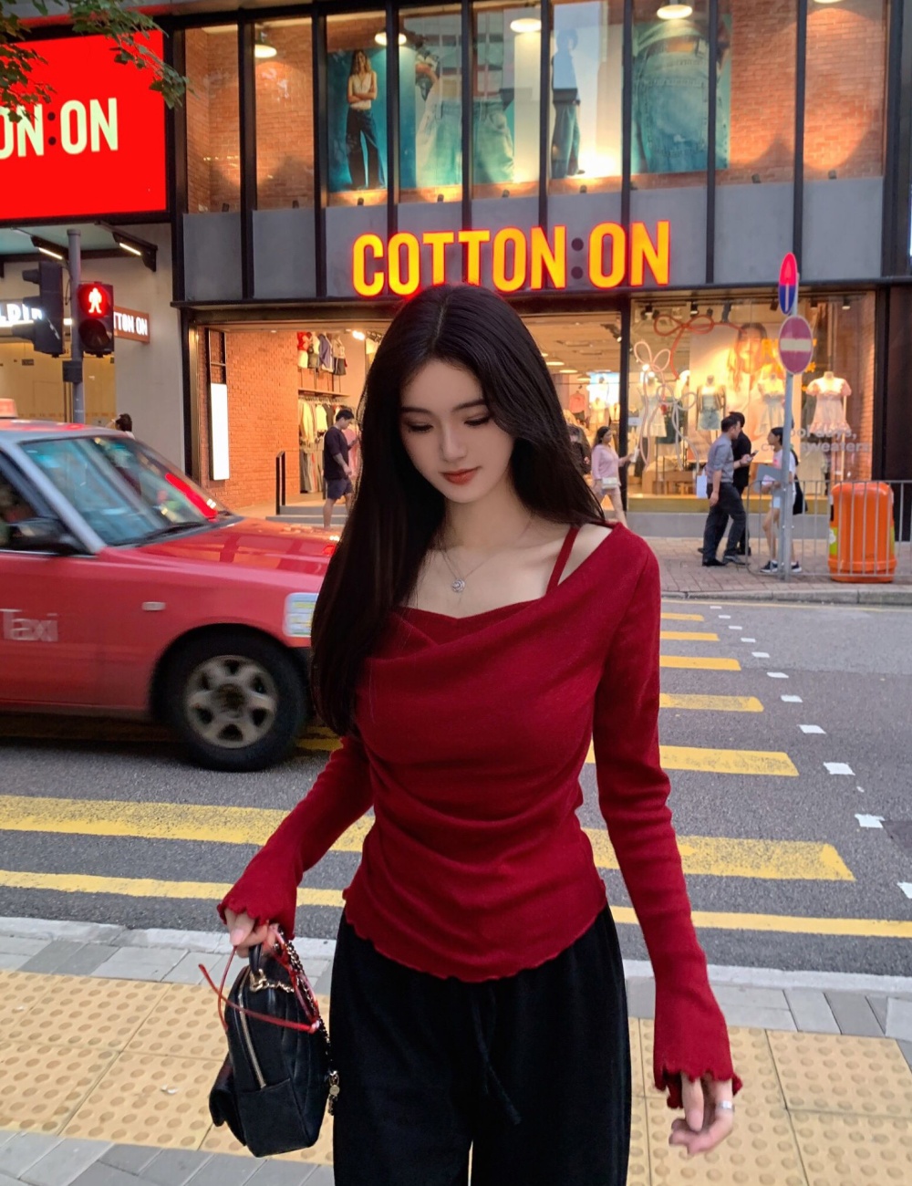 Wood ear autumn tops fold strapless sweater for women