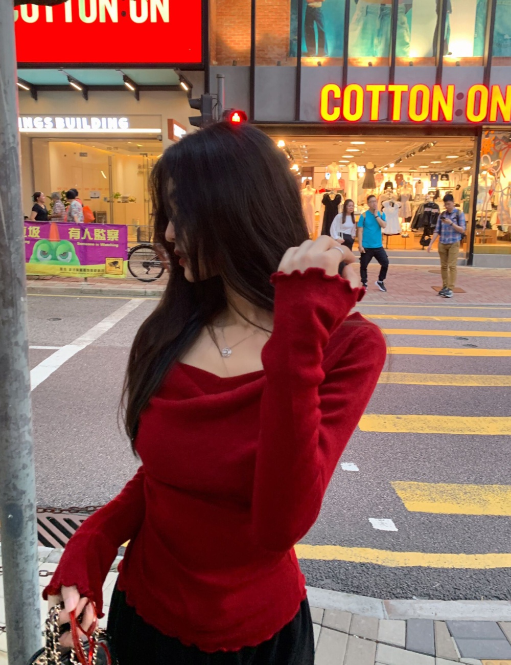 Wood ear autumn tops fold strapless sweater for women