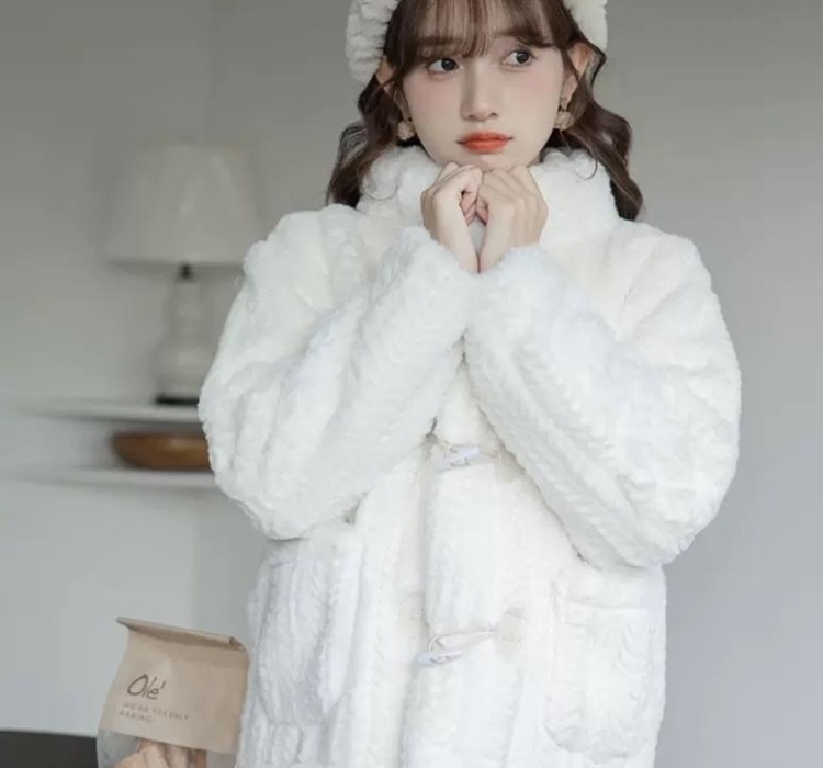 Horn buckle cotton coat autumn and winter coat for women