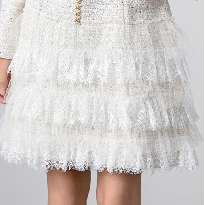 Lace chanelstyle coarse flower temperament splice dress