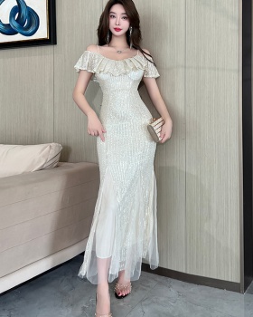 Sequins long banquet dress host temperament evening dress