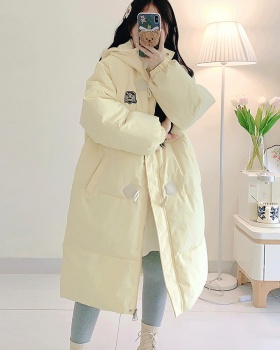 Horn buckle loose cotton coat long college style coat