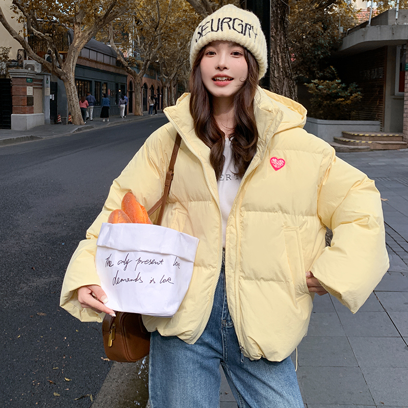 Yellow college style bread clothing down cotton coat