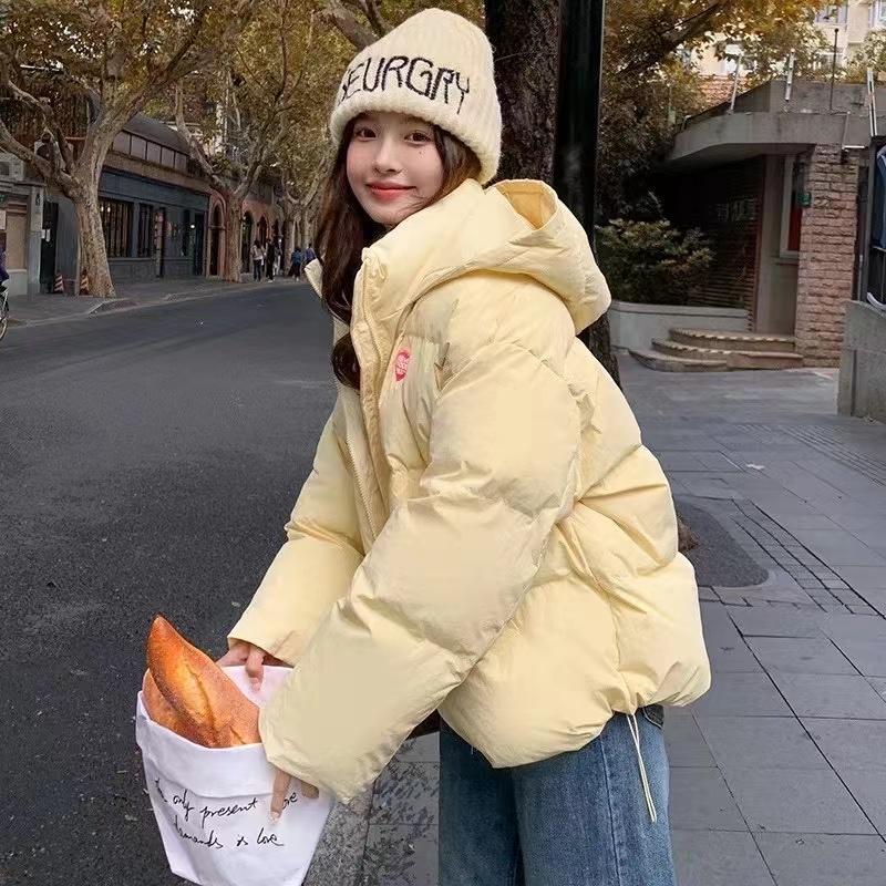 Yellow college style bread clothing down cotton coat