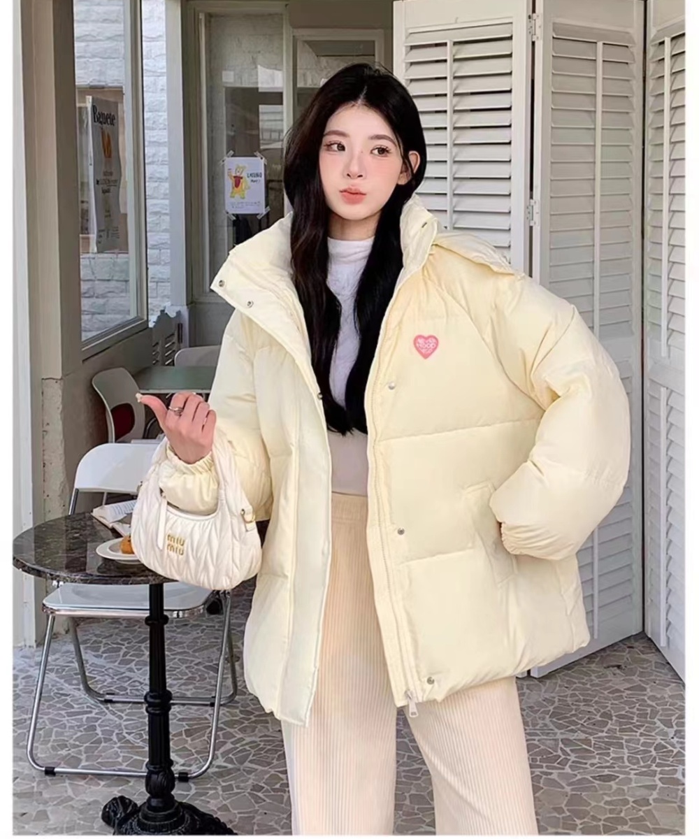 Yellow college style bread clothing down cotton coat