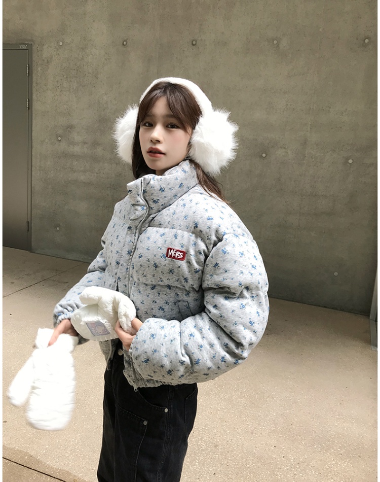 Winter American style thermal cotton coat floral thick coat