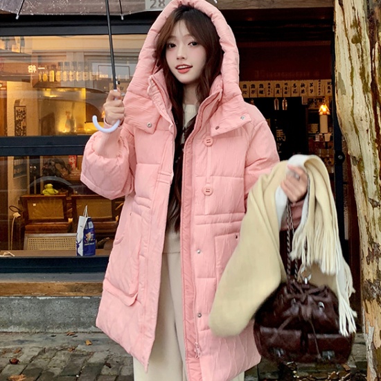 Long Korean style coat down cotton coat for women