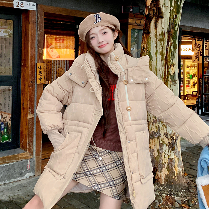 Long Korean style coat down cotton coat for women