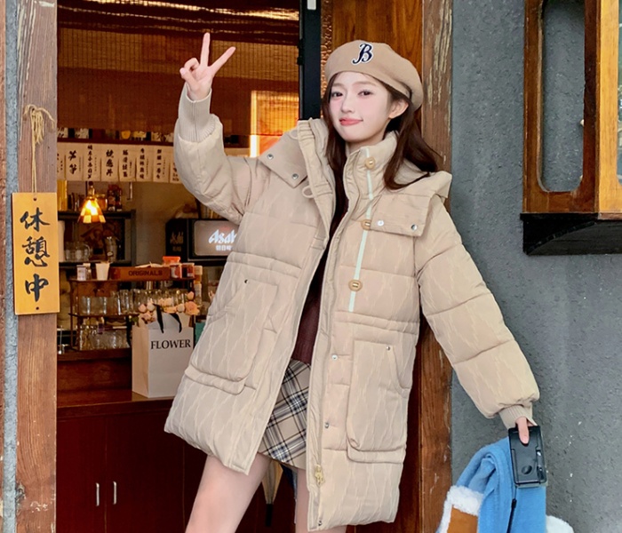 Long Korean style coat down cotton coat for women