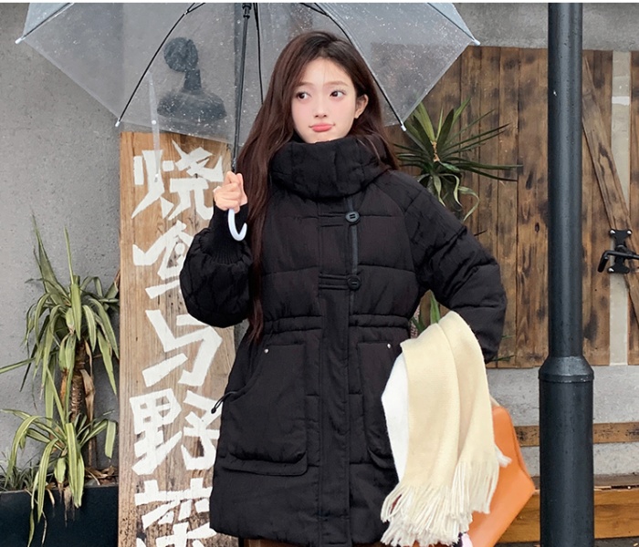 Long Korean style coat down cotton coat for women