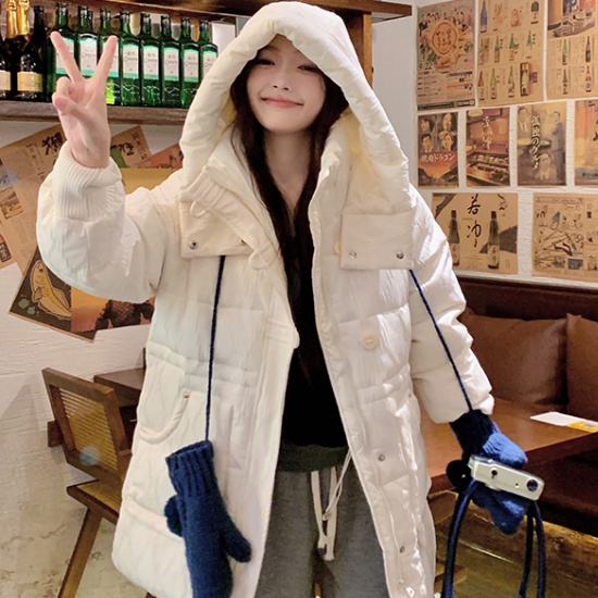 Long Korean style coat down cotton coat for women