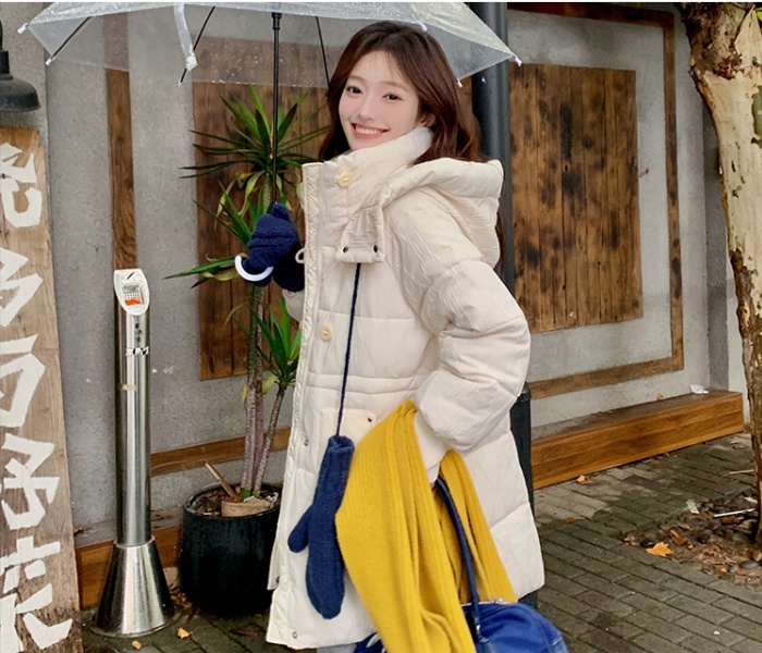 Long Korean style coat down cotton coat for women