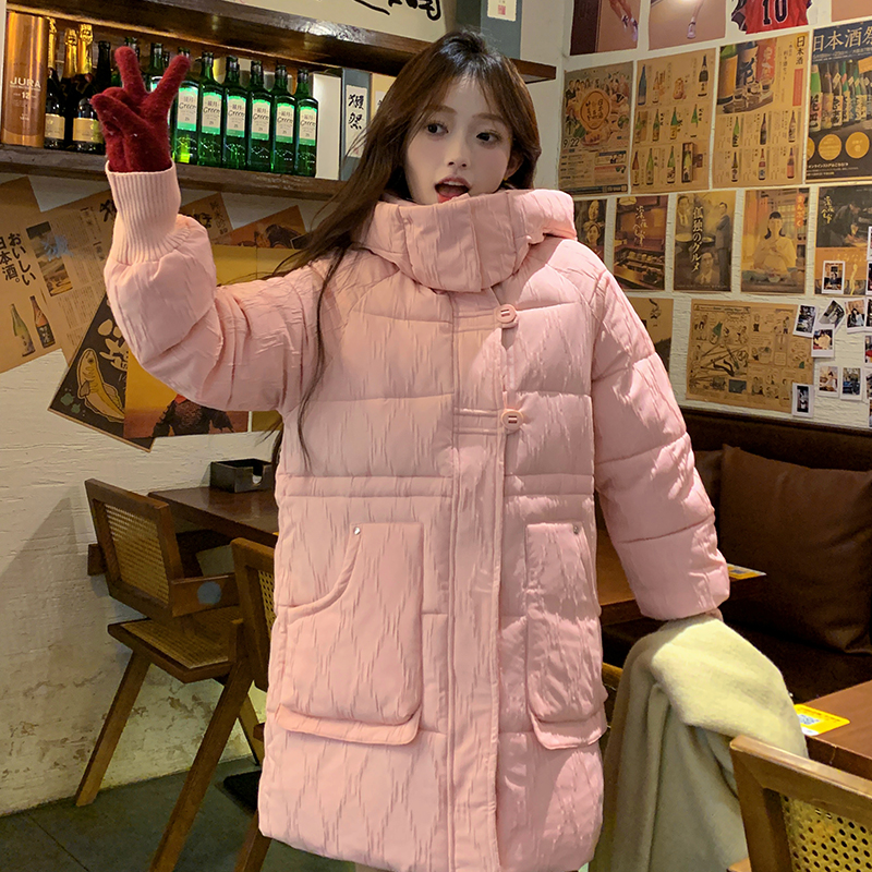 Long Korean style coat down cotton coat for women