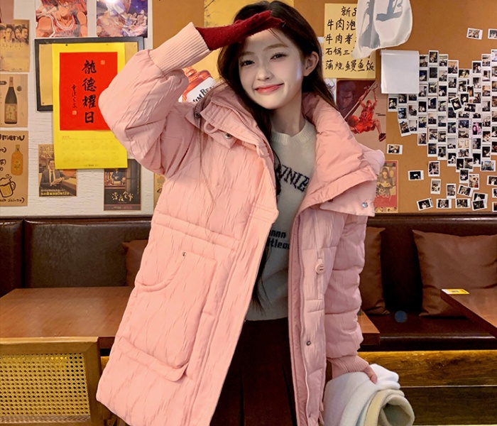 Long Korean style coat down cotton coat for women