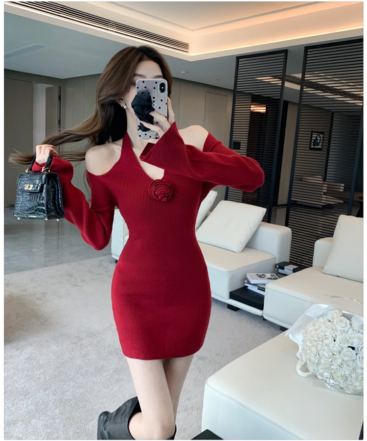 Halter dress autumn and winter sweater dress