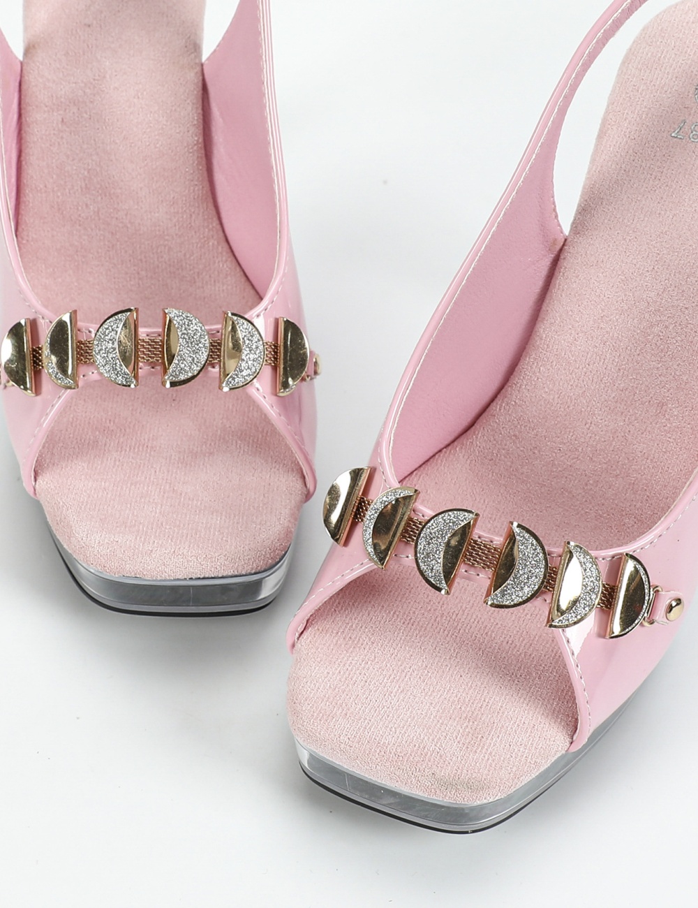 Transparent sexy model pearl fashion thick sandals