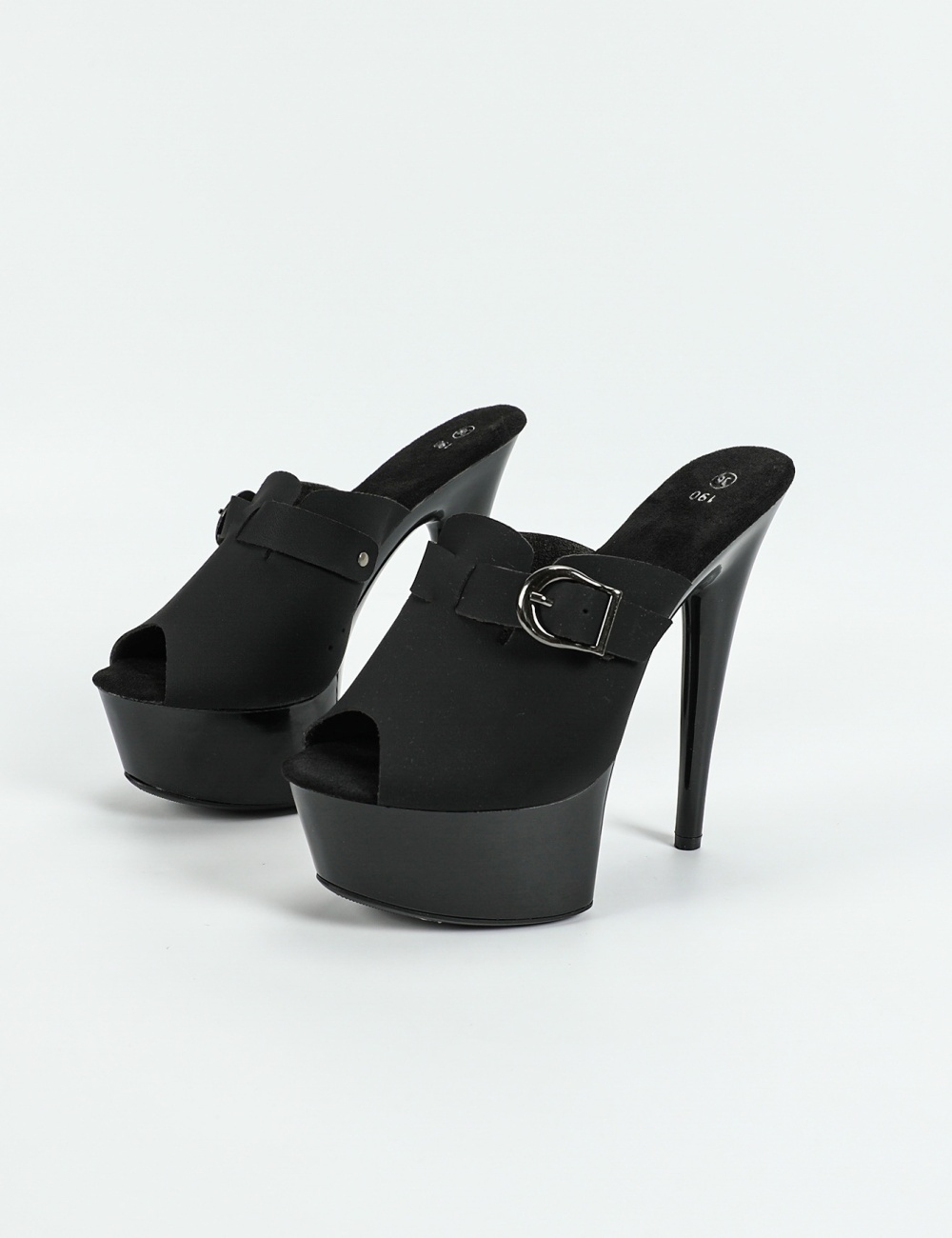 European style platform black high-heeled shoes