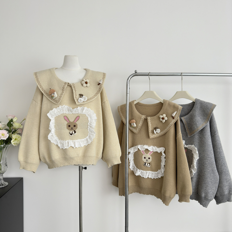 Cartoon slim autumn and winter rabbit sweater for women