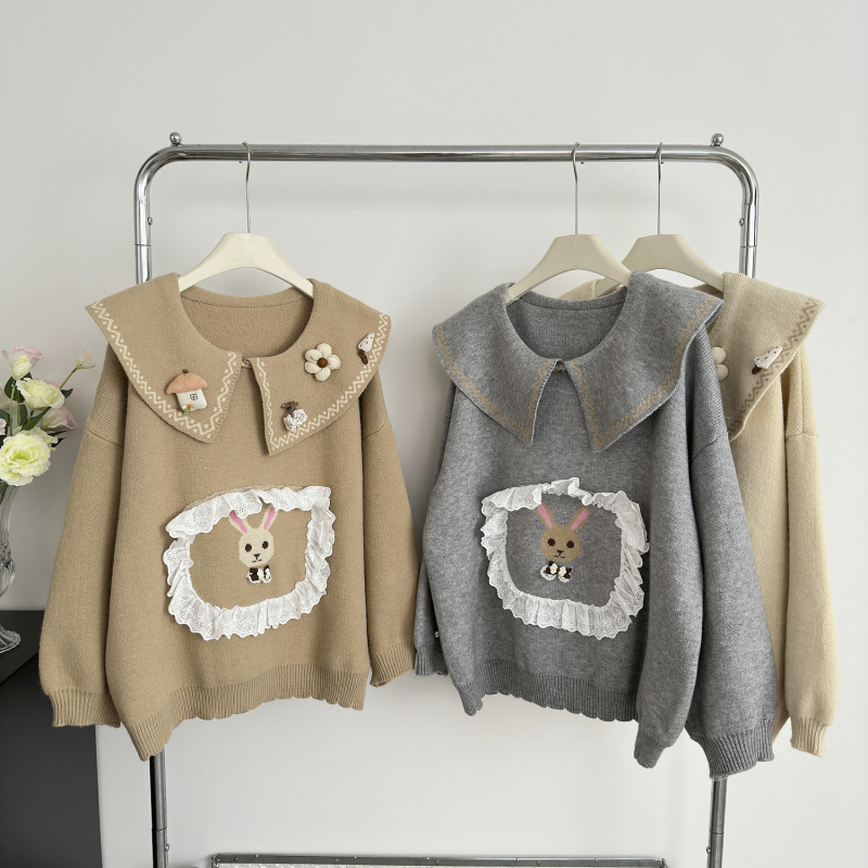 Cartoon slim autumn and winter rabbit sweater for women