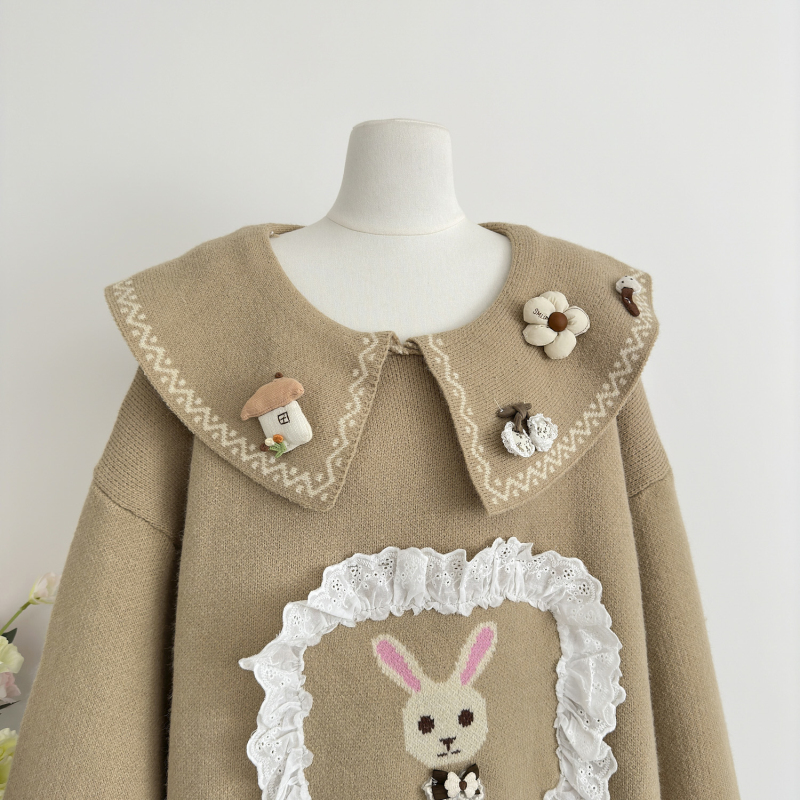 Cartoon slim autumn and winter rabbit sweater for women