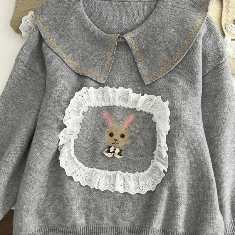 Cartoon slim autumn and winter rabbit sweater for women