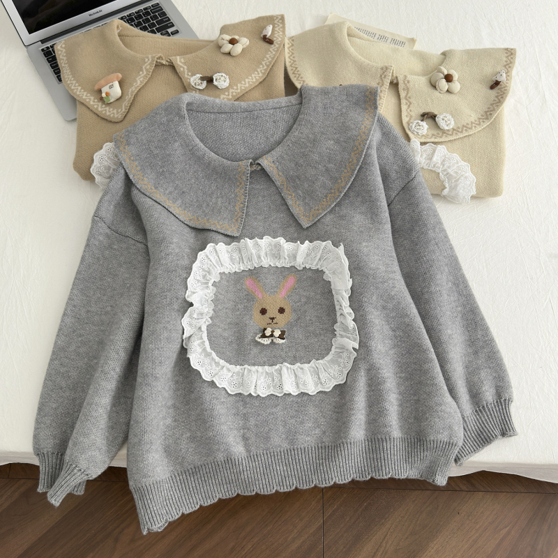 Cartoon slim autumn and winter rabbit sweater for women