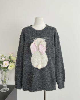 Maiden bunny sweater long sleeve loose tops for women