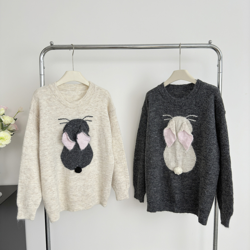 Maiden bunny sweater long sleeve loose tops for women