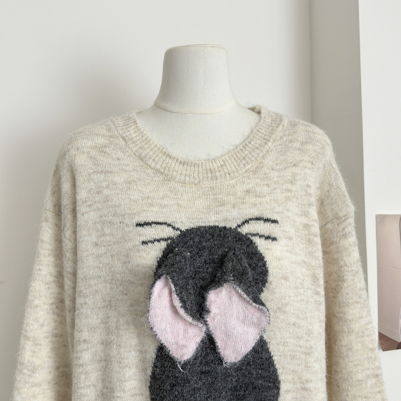 Maiden bunny sweater long sleeve loose tops for women