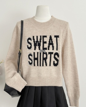 Letters show young autumn bow pullover sweater for women