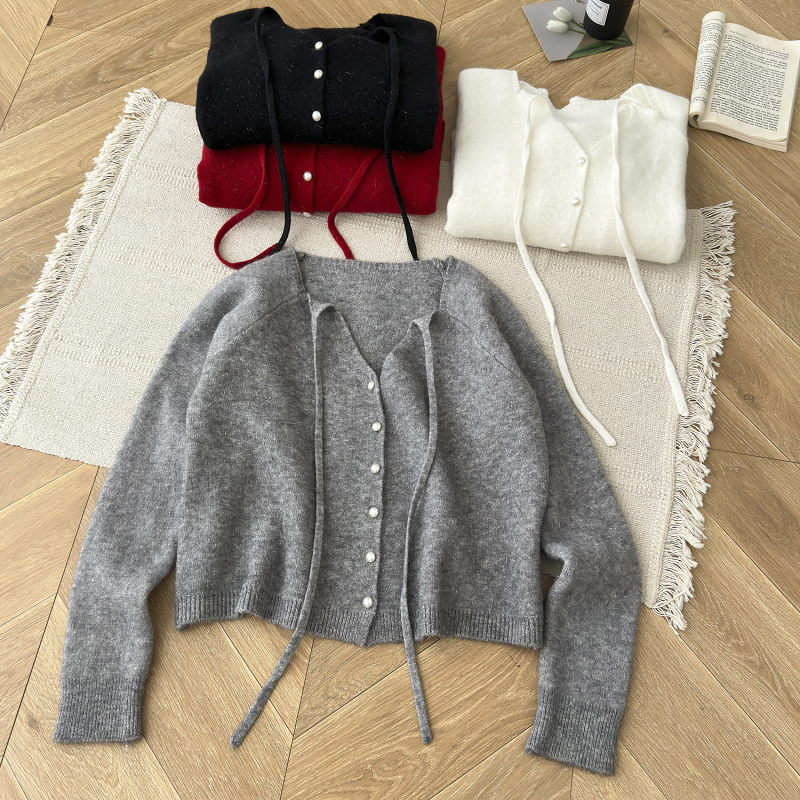 Autumn simple tops knitted bottoming cardigan