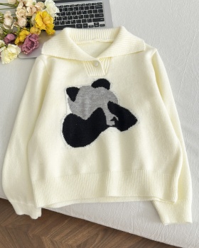 Pullover panda sweater all-match coat for women