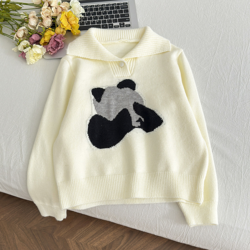 Pullover panda sweater all-match coat for women