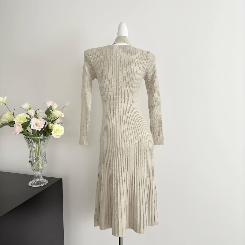 France style knitted long dress scarf dress for women