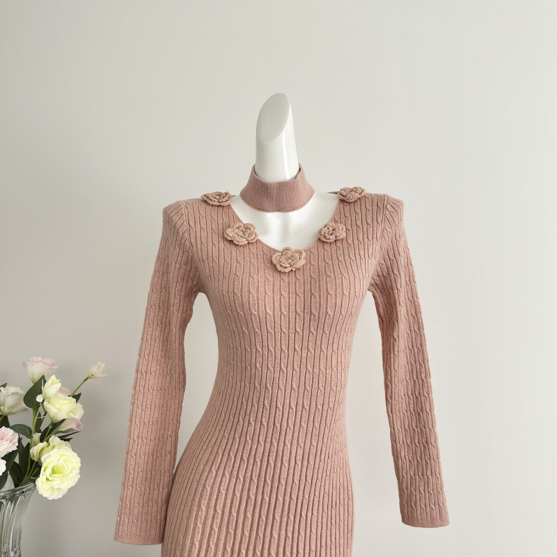 France style knitted long dress scarf dress for women