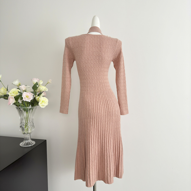 France style knitted long dress scarf dress for women