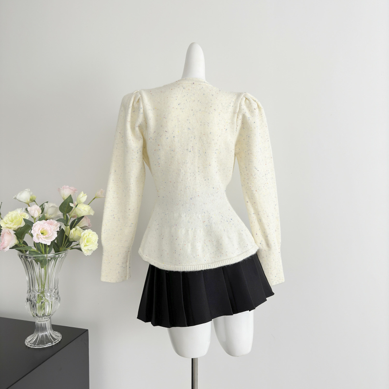 Temperament slim sweater chanelstyle lotus leaf edges cardigan