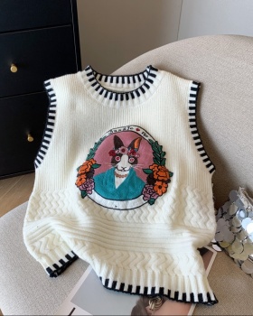 Sleeveless spring and autumn tops embroidery kitty waistcoat