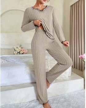 European style at home pit stripe pajamas 2pcs set for women