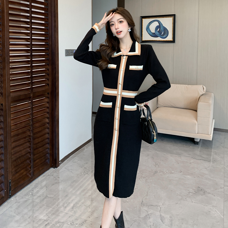 Mixed colors sweater dress dress for women