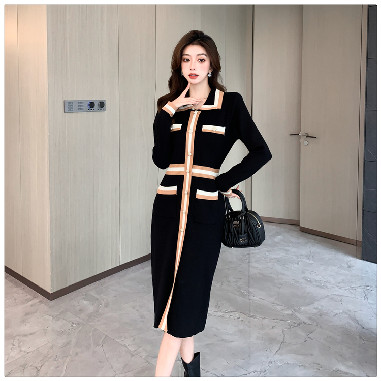 Mixed colors sweater dress dress for women