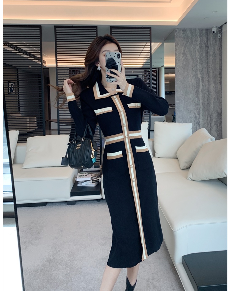 Mixed colors sweater dress dress for women