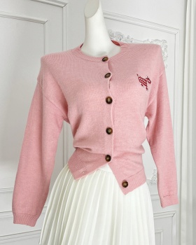 All-match long sleeve coat knitted sweet sweater for women