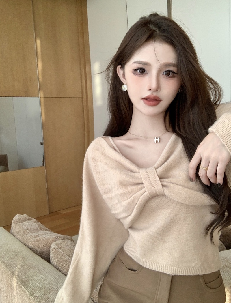 Small strapless sweater 2pcs set