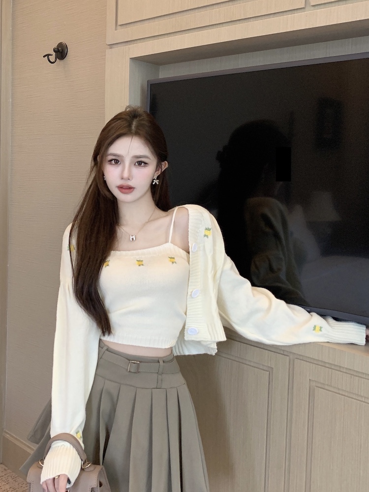 Korean style coat tops 2pcs set for women