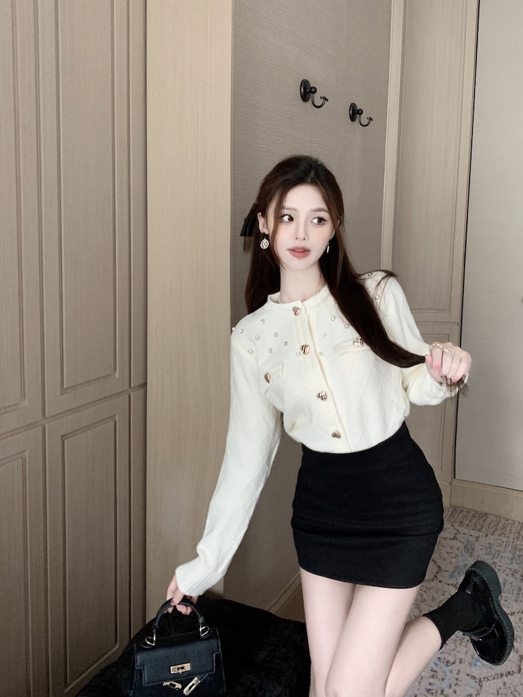 Knitted lazy sweater autumn chanelstyle coat