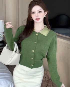 Casual niche sweater splice retro coat for women