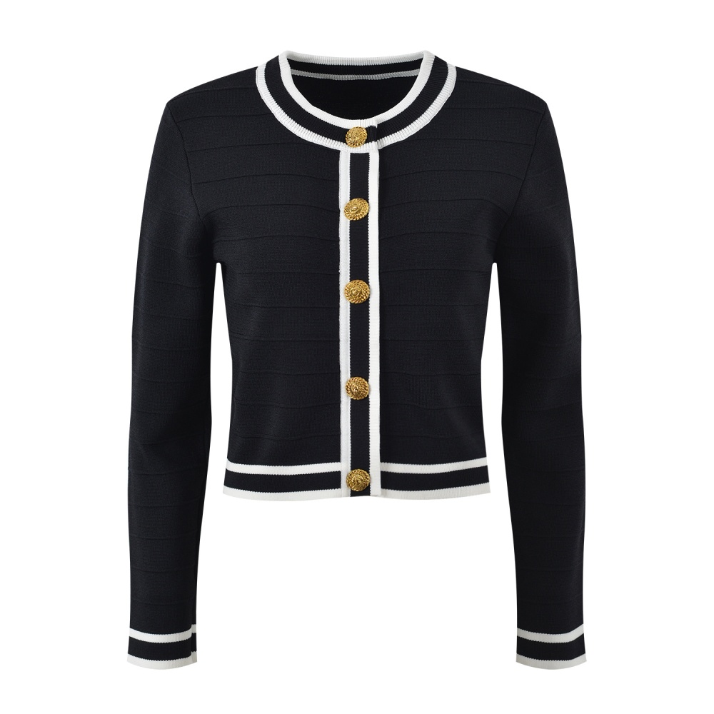 Temperament chanelstyle tops metal buckles sweater